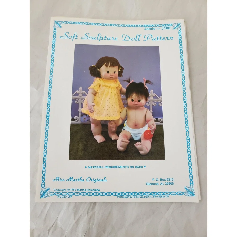 Miss Martha Originals Jamie Soft Sculpture Doll Pattern J180 Vntage 1982 18 Inch